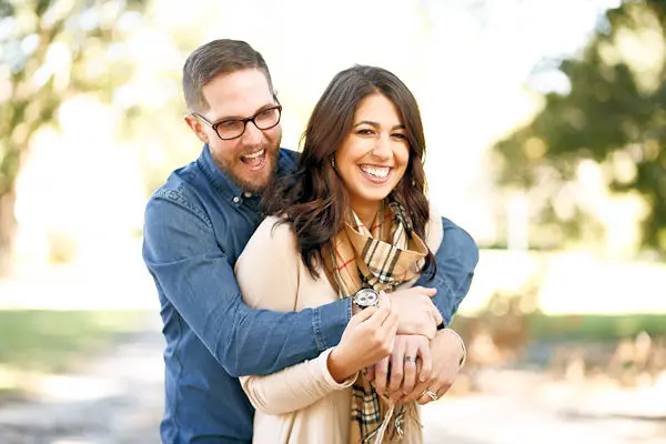 Couple smiling