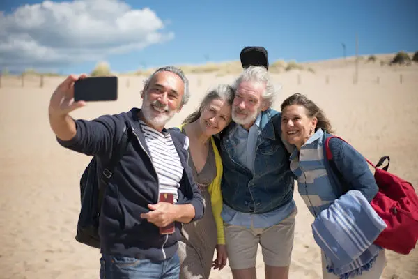 Beach group selfie